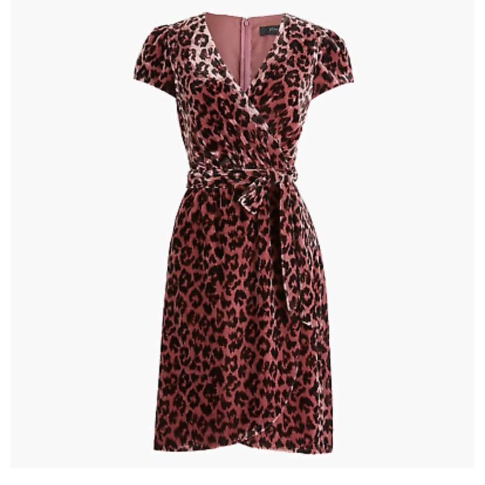 NWT J. Crew faux-wrap velvet leopard dress
